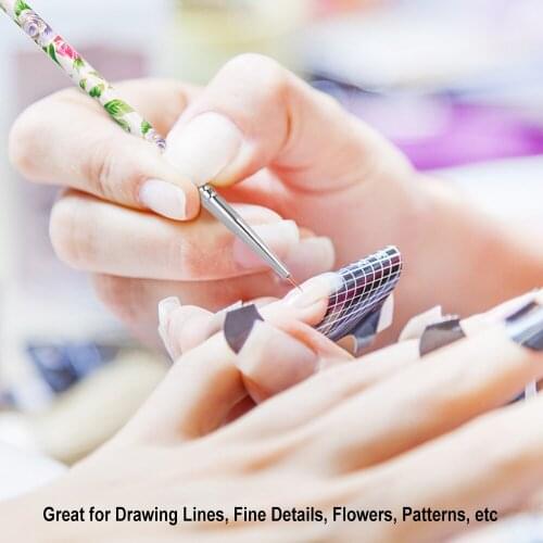 SOCHEAL 5PCS Nail Art Liner Brushes Flower Wooden Handle Drawing Painting for Acrylic UV Gel Polish Decor Manicure Nail Pen