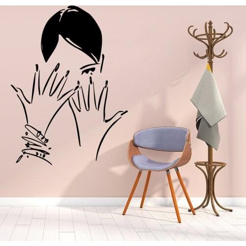 Modern Nail Salon Vinyl Wall Stickers Decor For Beauty Salon Decoration Art Wall Decal Sticker Mural Wallpaper adesivo de parede