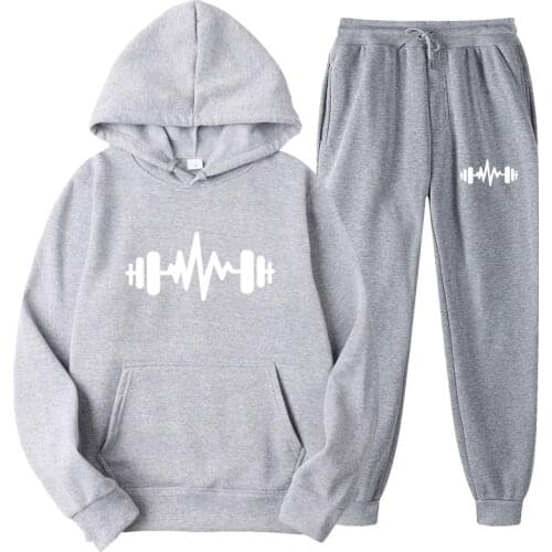 2 Pieces Sets Tracksuit Men Brand Autumn Winter Hooded Sweatshirt +Drawstring Pants Male Sport Hoodies Running Sportswear
