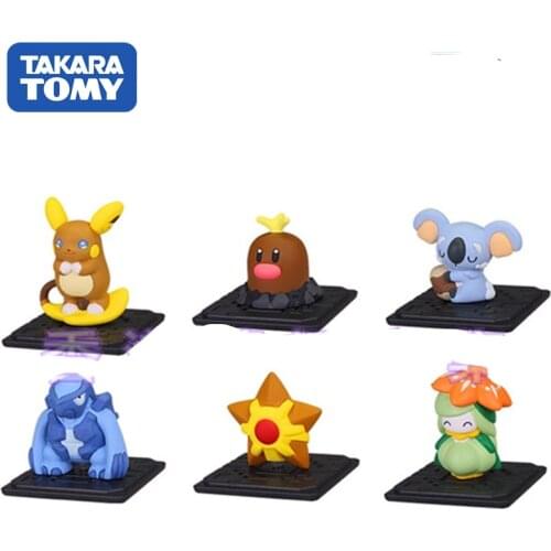 TAKARA TOMY Genuine Pokemon Komala Carracosta Staryu Lilligant Raichu Cute Action Figure Model Toys