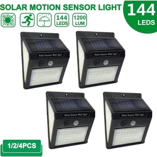 144 100 LED Solar Light Outdoor Solar Lamp with Motion Sensor Solar LED Light Waterproof Sunlight Powered for Garden Decoration