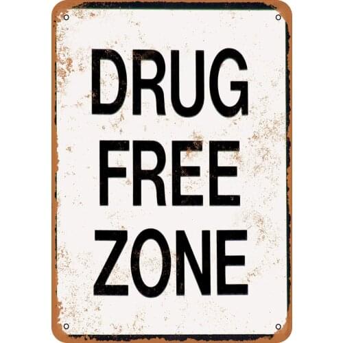 20x30 cm de zona libre de drogas aspecto Vintage Metal signo Casa Decor 8x12 pulgadas