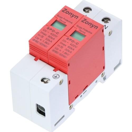 High quality 2P SPD 420V 30KA~60KA House Surge Protector Protective Low-voltage Arrester Device 1P+N