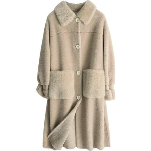 Fur Coat Female Real 100% Wool Jacket Women Winter Clothes 2020 Korean Long Sheep Shearing Jackets Coats Vinatge Fur Tops 968085
