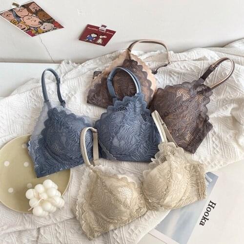 Wasteheart Women Fashion Red Green Sexy Lingerie Lace Wireless Panties Padded Bras Push Up Bra Sets Underwear Cup A B