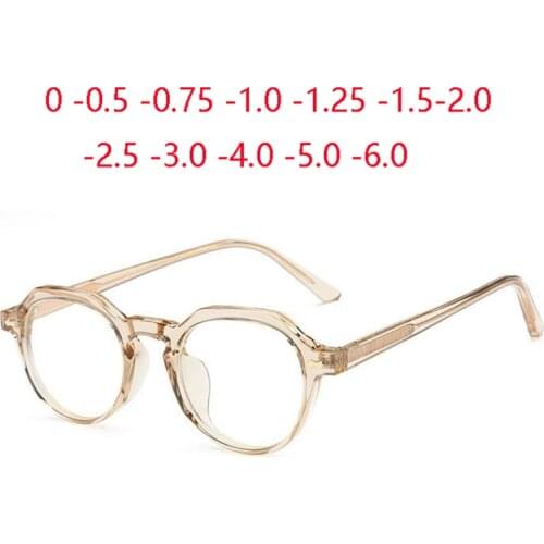 0 -0.5 -0.75 -1.0 To -6.0 Vintage Rivets Myopia Lens Polygon Prescription Eyeglasses Anti-blue Light Computer Optical Glasses