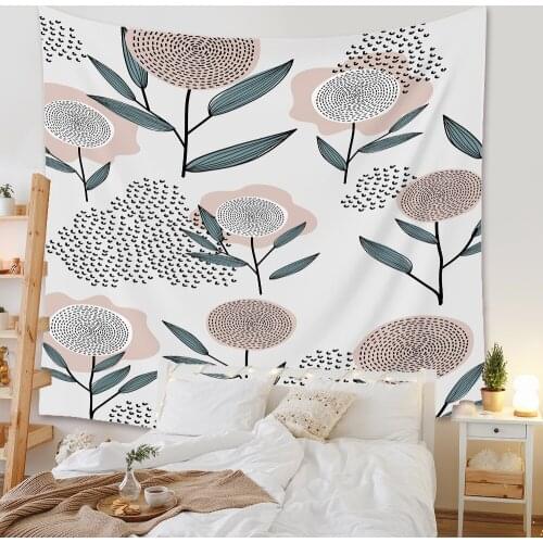 Cilected Nordic Ins Sunflower Print Tapestry Wall Hanging Flower Plant Home Decoration Background Cloth Painting Tapestry 1Pc