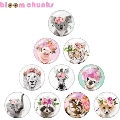 Animal flower art 10pcs mixed 12mm/18mm/20mm/25mm Round photo glass cabochon demo flat back Making findings A8165