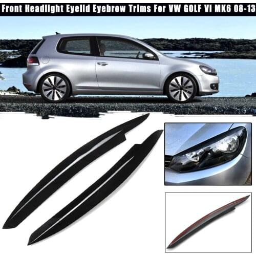 2Pcs/lot Headlights Eyebrow Eyelids ABS Chrome Trim Cover for VW Golf MK6 GTI R 2008 2009 2010 2011-2013 also for GTI GTR GTD