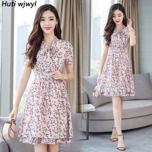 2021 Vintage 3XL Plus Size Pink Print Beach Dresses Summer New Chiffon Boho Mini Sundress Women Bodycon Elegant Party Vestidos