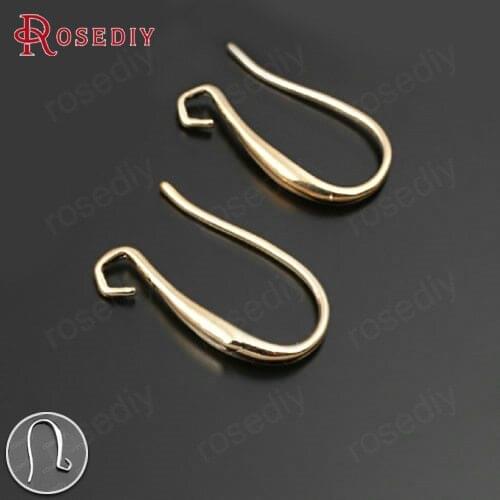 28036)10PCS Height 18MM 24K Champagne Gold Color or Silver Color Brass Earring Hooks Diy Jewelry Findings Accessories
