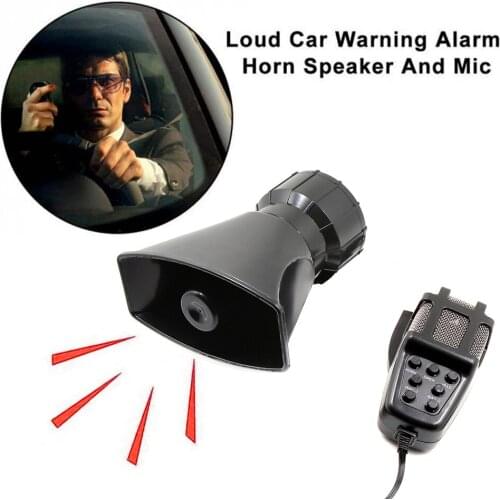 5 Tone Sound Car Emergency Siren Car Siren Alarm Horn Speaker System Emergency Amplifier Hooter 12V 100W 110dB Car Megaphone