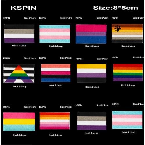 8*5cm National Flag Patch Hook Loop Asexual Nonbinary Bisexual pride Armband 3D Stick on Jacket Backpack Stickers