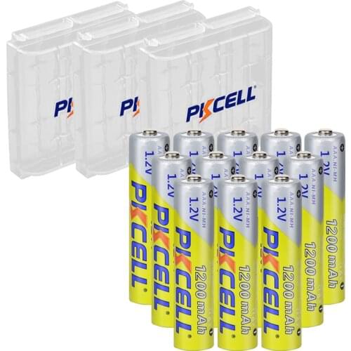 12PCS PKCELL AAA battery 1200mAh 1.2V Ni-MH AAA Battery NIMH 3A Rechargeable Batteries 3A Bateria Baterias +3PCS AAA battery box