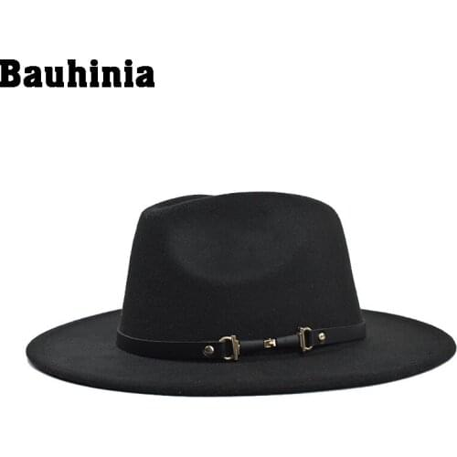 Bauhinia Winter Autumn Men Women Imitation Woolen Felt Hats Fashion Jazz Hat Fedoras Chapeau
