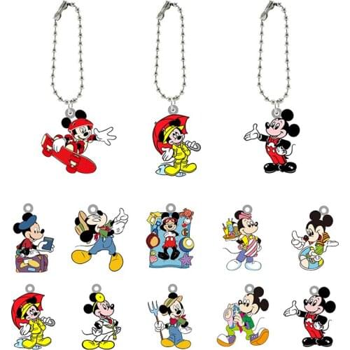 Disney Personality Mickey Mouse Mickey Skateboard Fishing Play Style Acrylic Keychain DIY Accessories