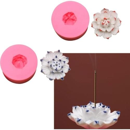 Buddhism Incense Sticks Holder Resin Mold DIY 3D Lotus Flower Incense Ashes Catcher Epoxy Resin Casting Mould Crafts Tool