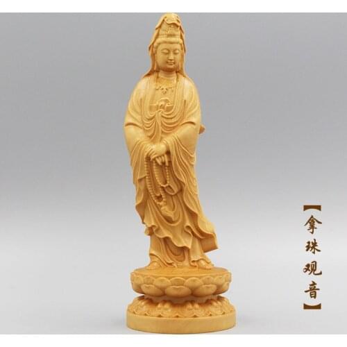 Buddhism sacred holy # TOP efficacious Talisman Protection Lotus Guanyin Bodhisattva Buddha Sculpture Wood carving ART statue
