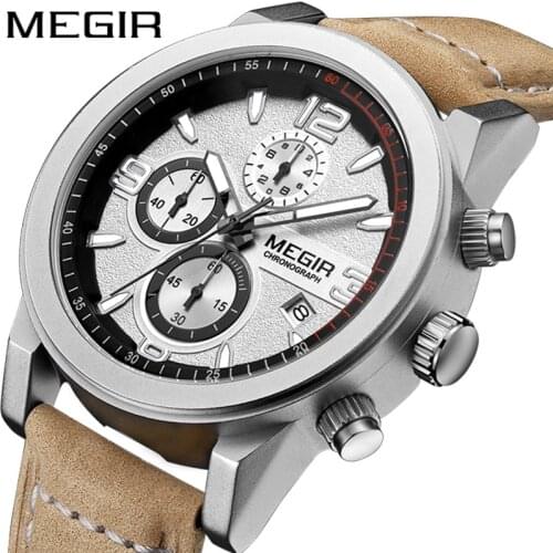 MEGIR 2021 Luxury Chronograph Calendar Casual Watch Mens Belt Sports Business Luminous Waterproof Relogio Masculino 2026G