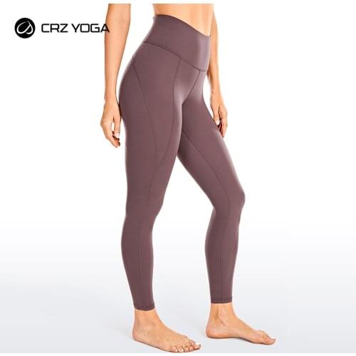 CRZ YOGA Womens Brushed Soft Yoga Pants High Waisted Workout Tights with Inner Pocket - Naked Feeling Soft -25 Inches