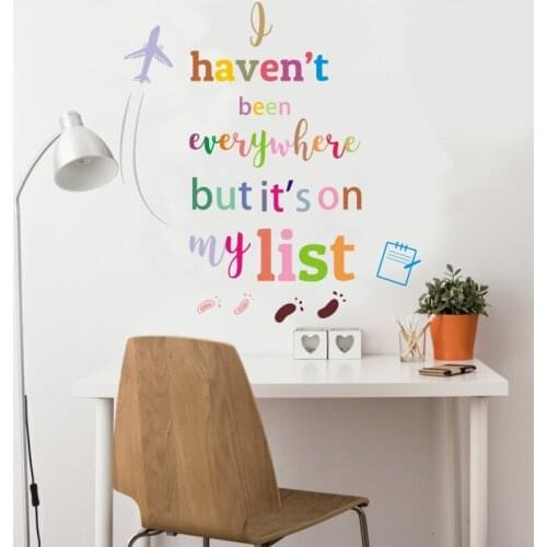 Cartoon color text wall stickers childrens room creative graffiti inspirational travel famous sayings stickers decorative decal