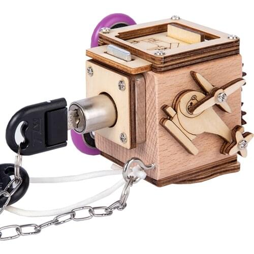 Wooden Busy Cube Children Hands-on Ability Training Lock Box Early Learning Busy board Fidget Baby Montessori Educational Toys