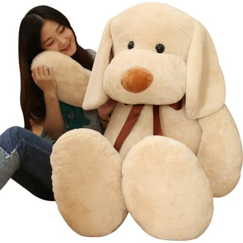 Dorimytrader New Large Soft Animal Dog Plush Toy Stuffed Cartoon Pillow Animals Doll Gift for Girls and Boys3 Colors 100cm 140cm