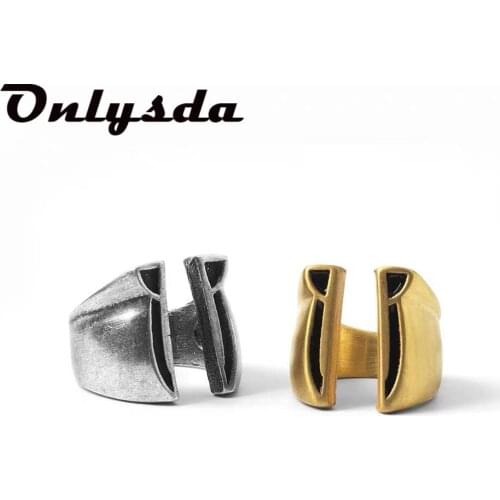 Dropshipping Stainless steel Mens Gothic Biker Punk Vintage Ring Spartan Mask Helmet Nordic Pagan Viking Rings New Year Gift