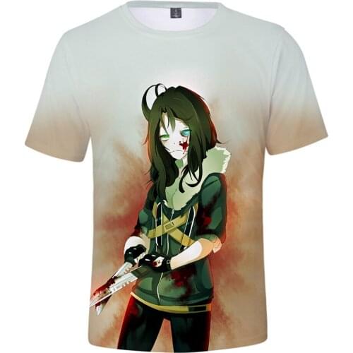 Suitable New creepypasta Tees Short Sleeves Summer creepypasta 3D T shirt Men Women boy girl Comfotable Popular pullover t shirt