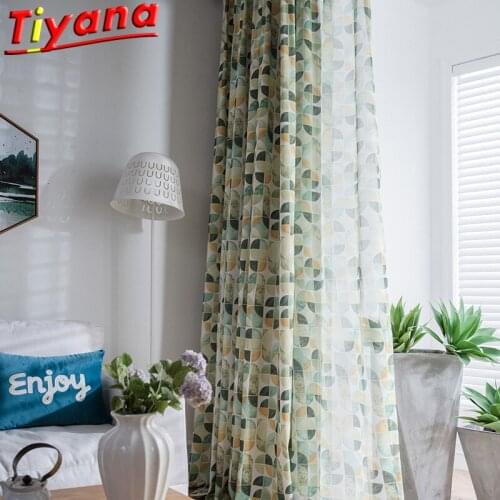 Geometric Circle Multicolor Pattern Tulle Curtains for Living Room Modern Art Pink/Green Window Drapes for Kitchen Balcony#VT