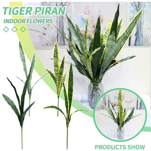 12pcs Artificial Plants Simulation Leaf 65cm Potted Faux Artificial Tiger-Piran Leaves Plant Home Decor Balcony Party Decor