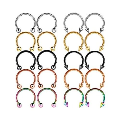 Fake Clip On Piercing Ring Horseshoe Barbell Hoop Cartilage Septum Nose For Women Men
