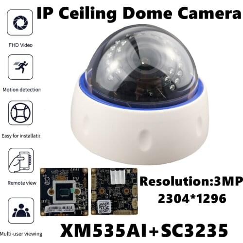 XM535AI+SC3235 2.8-12mm Manual Zoom IP Ceiling Dome Camera Indoor 3MP 2304*1296 H.265 IRC VMS XMEYE ONVIF Radiator P2P RTSP