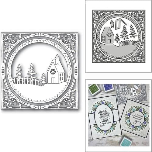 New Village Church Square Frame 2020 Metal Cutting Dies for DIY Scrapbooking Decorative and Card Making Embossing Craft No Stamp