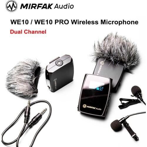 Mirfak Audio WE10 WE10 PRO Wireless Microphone System 2.4 GHz Dual Channel SD Card Audio Recorder Mic Transmitter Receiver Kit