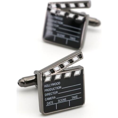 Mens Clapperboard Cuff Link Copper Material Black Color