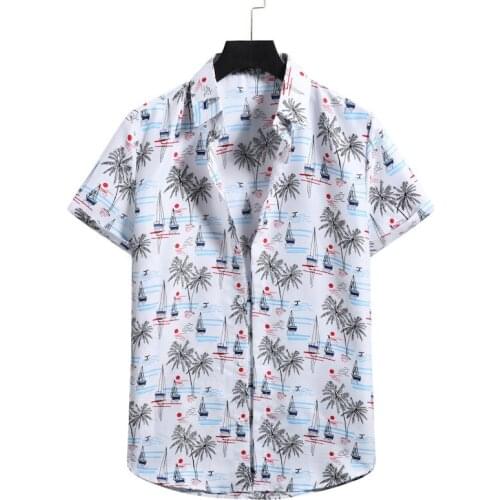 Mens beach shirt Casual cotton and linen short-sleeved floral shirt men shirts men summer shirts