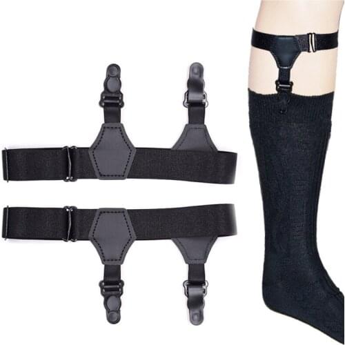 Men Black Sock Suspenders High Quality Double Clips Suspender Accessories Elastic Prevent Socks Sticky Socks Garters