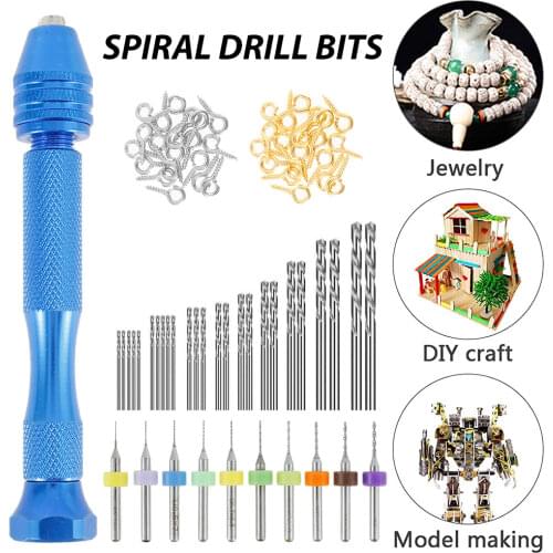 76Pcs Mini Micro Aluminum Hand Drill Bit Set Pin Vise Micro Twist Resin Polymer Clay Craft DIY Jewelry Delicate Rotary Tools