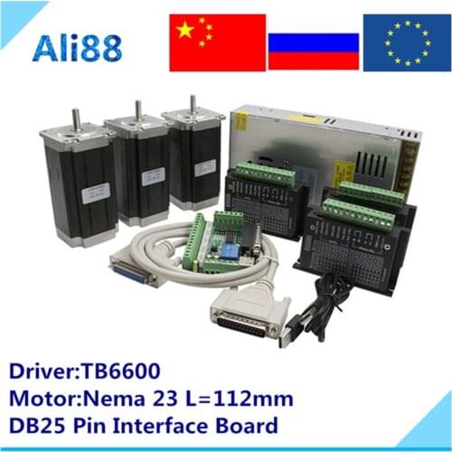 Nema 23 CNC Router 3 Axis Kit: TB6600 servo Driver +DB25 Breakout Board +3N.m/425oz.in Stepper Motor for CNC Mill Router Lathe