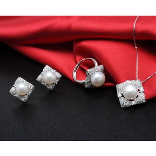 2018 New Real Genuine Natural Freshwater Pearl Jewelry Set Graceful Gorgeous Wedding Fashion Charm Jewelry Set