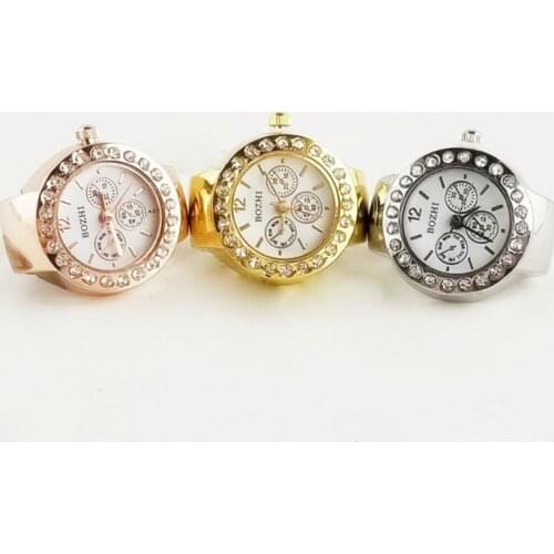 New fashion casual Ladies mini ring watch rhinestone ring watch retro rose gold ring watch women finger decoration