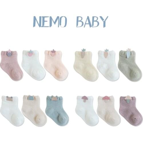 0-5 Years 3 Pairs/set Childrens Summer Socks Mesh Thin Cotton Soft Socks Boneless Breathable Socks For Newborn Baby Care