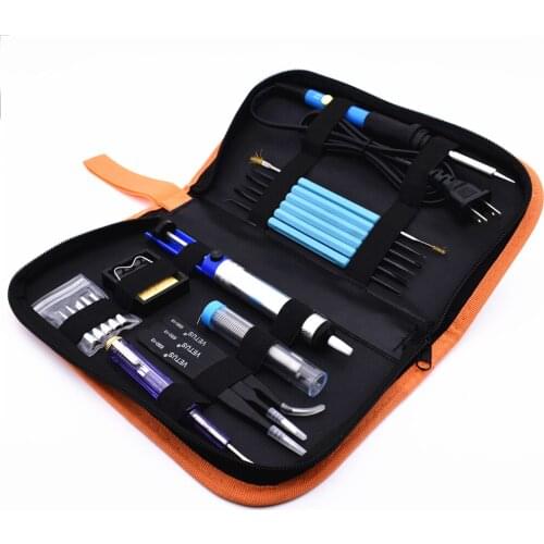 60W Electric Soldering Iron Set Temperature Adjustable Welding Repair Tool with 5 Tips Solder Wire Stand Tweezers