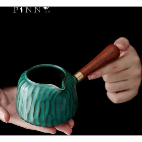 PINNY 280ML Retro Ceramic Dark Green Glaze Cha Hai Chinese Kung Fu Tea Accessories Pigmented Drinkware