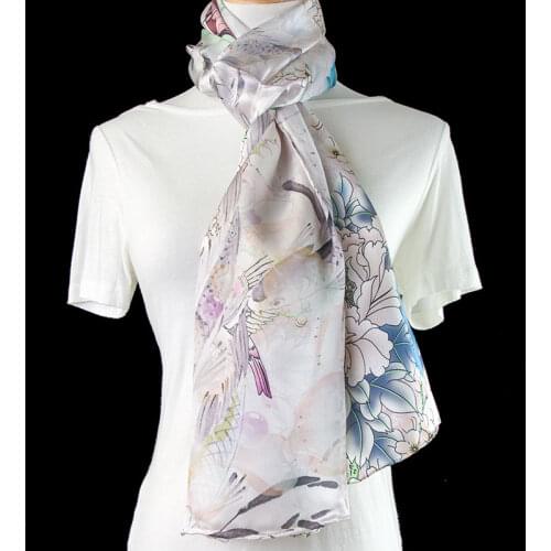 100% Silk Scarf Women Scarf Butterfly Silk Shawl 2019 Top Female Floral Silk Pashmina Long Thick Silk Wrap Luxury Gift for Lady