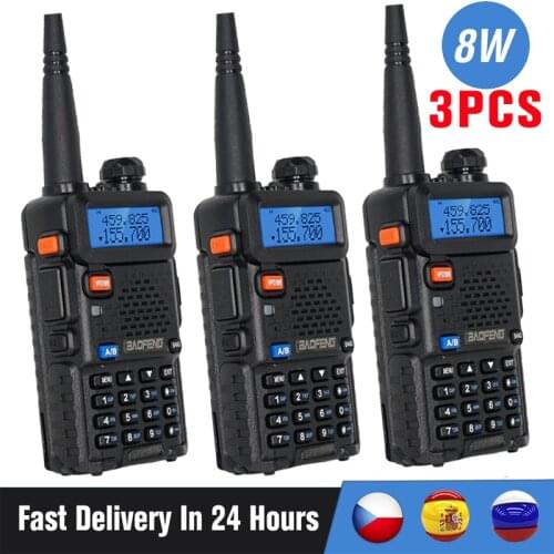 3/4 Sets Baofeng UV-5R Walkie Talkie Professional Hunting Ham Two Way Radio Transmitter 10KM Portable Dual Band FM Transceiver