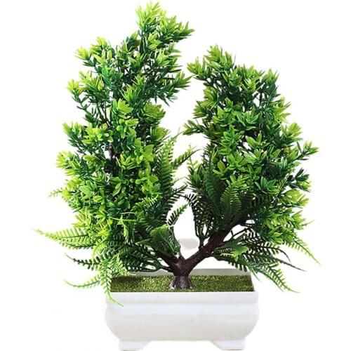1pc Artificial Potted Plant Portable Eco-friendly Plastic Desktop Home Decor Simulation Bonsai Pine for Balcony Garden Ornaments