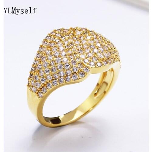 2020 Latest Excellent cubic zirconia jewellery white and gold color brass fast shipping Trendy jewelry Womens amazing ring