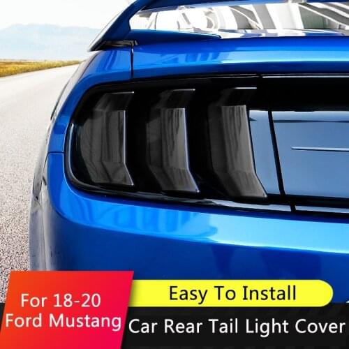 QHCP Lamp Hoods Car Rear Tail Light Cover Smoked Black Rear Stickers Transparent PC Injection Molded For Ford Mustang 2018-2020